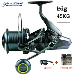 Pflueger-carrete de pesca de agua salada, totalmente metálico, 45KG, carrete grande, engranaje de Metal, rodamiento de alta velocidad