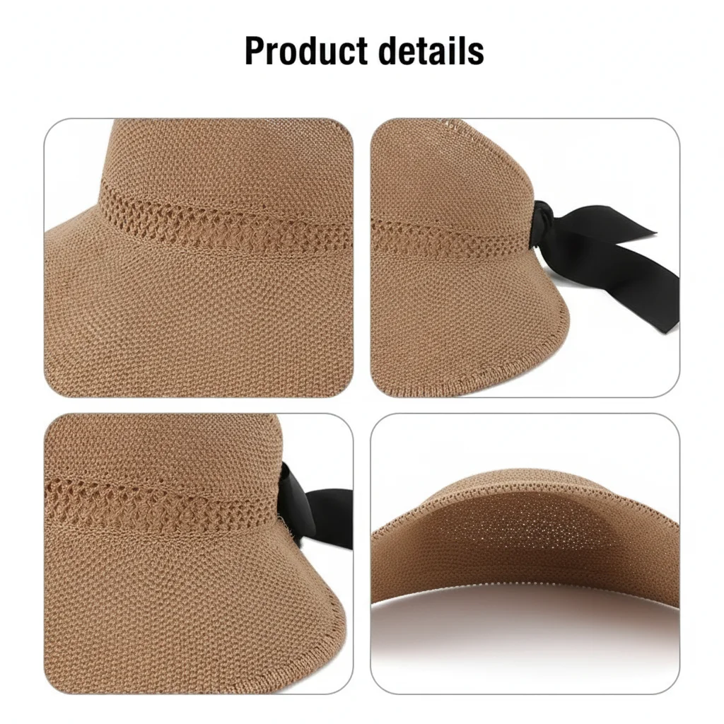 Sombrero pesca mujer protección solar – Ala ancha plegable con lazo - imagen 3