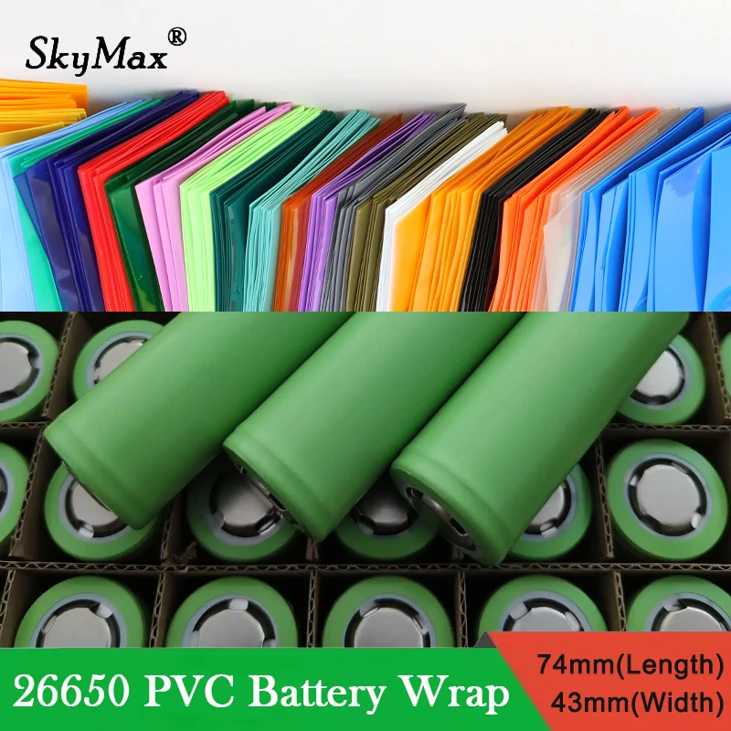 25-1000 Uds. Envolturas de batería precortadas 26650 Tubo termorretráctil de PVC caja de película de batería de envoltura termorretráctil aislada de contracción rápida