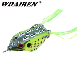 1 unidad de 6cm, 12,5g, forma de rana de rayos de agua superiores, manivela de pececillo Wobbler para pesca con mosca de lubina, cebo de tubo suave, señuelos de plástico japoneses