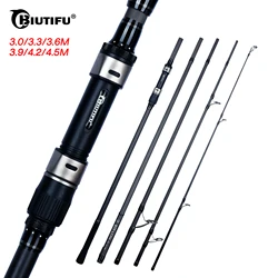 BIUTIFU BIGFISH cañas de pescar de carpa 4,5/4,2/3,9/3,6/3,3/3,0 m T800 lanzamiento de carbono 200g viaje Surfcasting Spinning caña dura y rápida