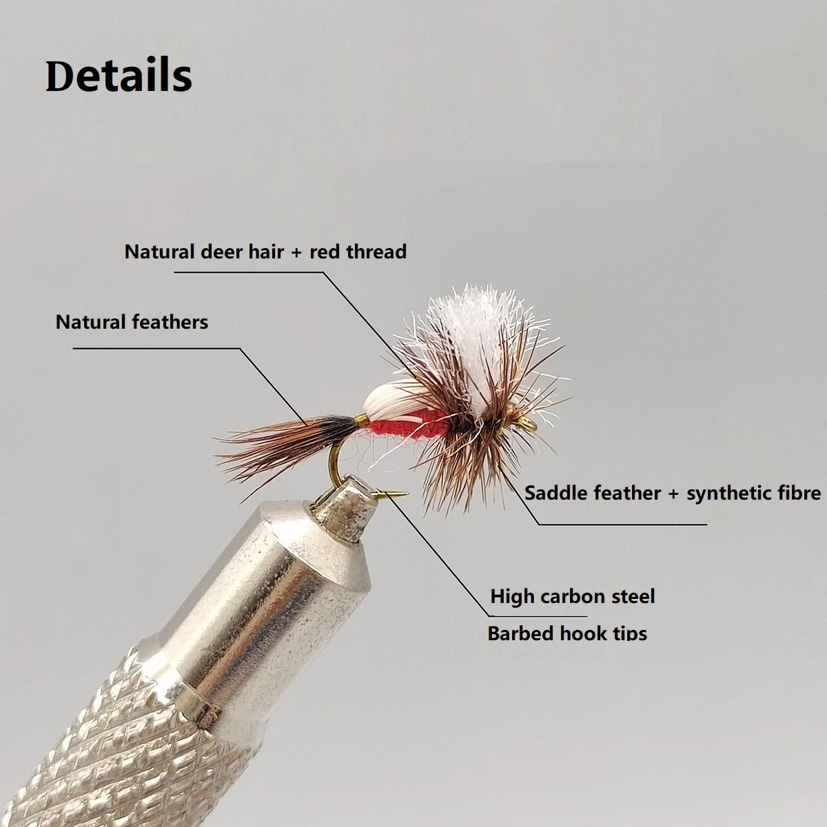 Señuelo de pesca con mosca seca, 5 piezas, rojo, húmedo, clásico, trucha, Panfish, Bluegill, Streamer, Nymph, lubina - imagen 5