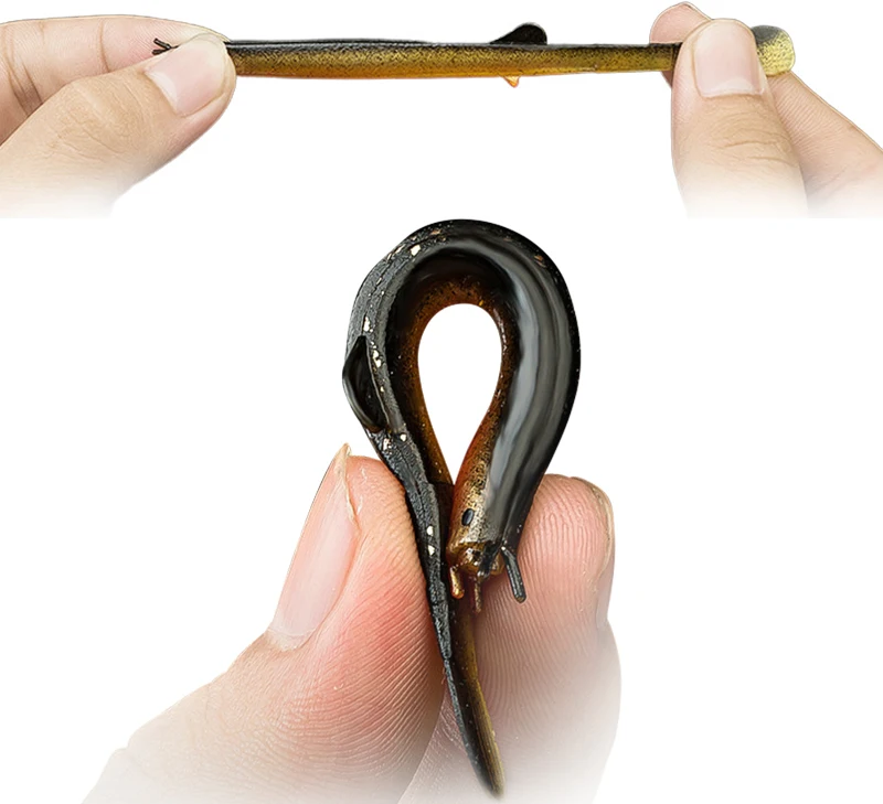 Señuelos de Pesca con cabeza de serpiente suave, 6 uds., 10cm, 8,5 cm, silicona Artificial, pez suelto, Swimbait, Anguila, gusanos, señuelos para Pesca de lubina - imagen 3