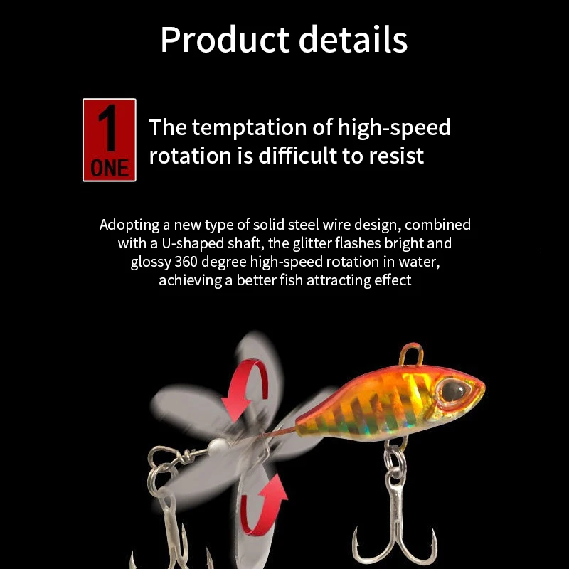 Cola giratoria VIB vibración cebo Spinner cuchara Señuelos de Pesca plantillas Tractor Pesca cebos duros aparejos Pesca - imagen 3