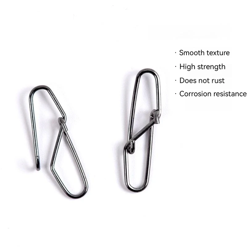 Conector de pesca de 50 Uds., bloqueo de Clip rápido, anillos giratorios sólidos, broches de seguridad, herramienta de gancho de pesca, Pin de presión, aparejos de Clip Fastlock - imagen 5