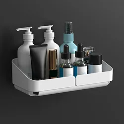 Estante práctico para baño y cocina, organizador de almacenamiento de maquillaje, estante para cosméticos y champú, estante de ducha, especias de pared sin perforación