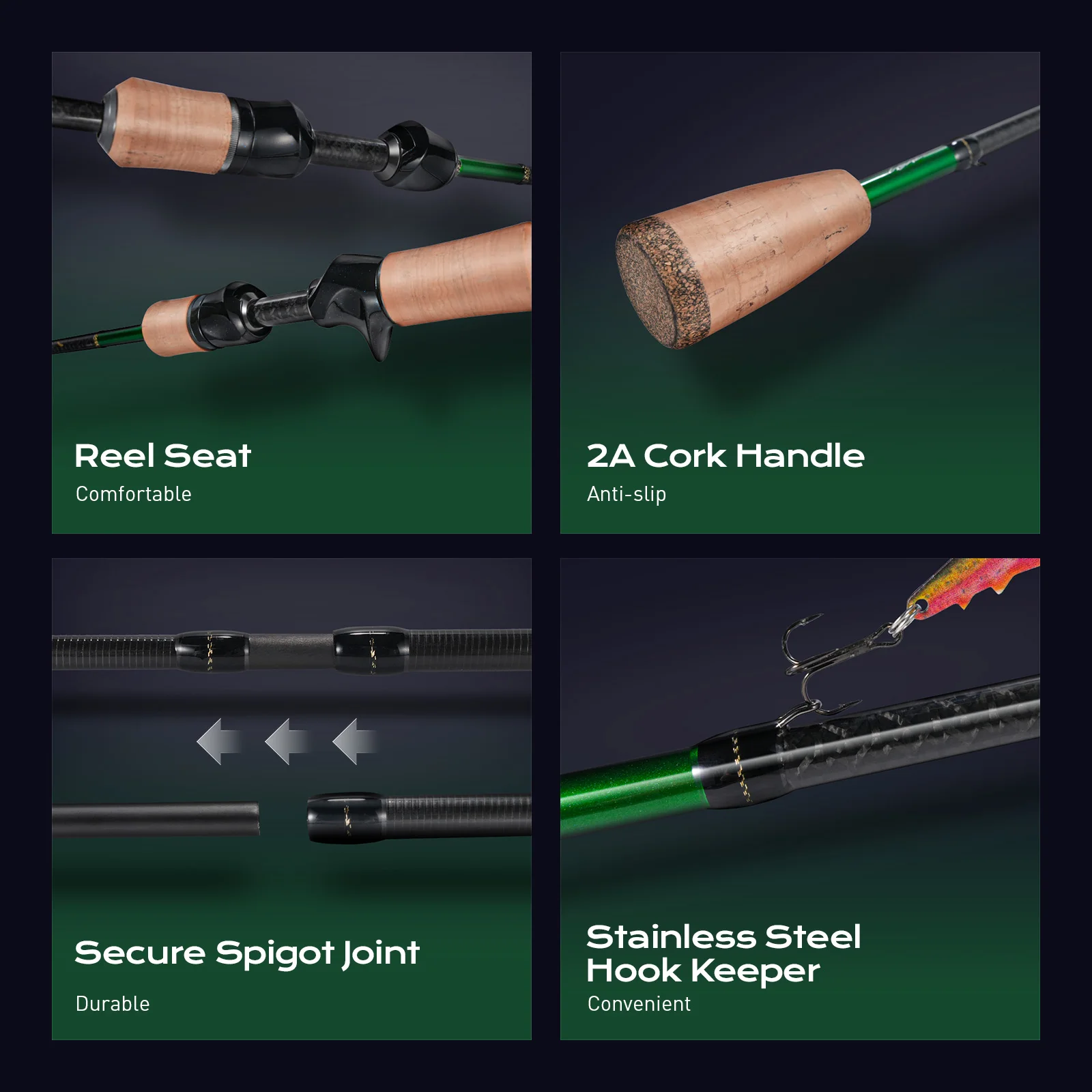 HANDING Caña de pescar para trucha BFS 1,98 acción rápida UL/L potencia 2,13 m caña de pescar Ajing 30 toneladas fibra de carbono Seaguide RA anillo guía caña de roca - imagen 5