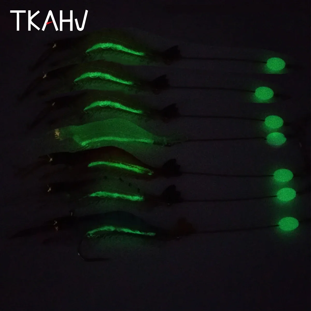 TKAHV-señuelo de camarón falso de silicona suave para pesca de lubina, anzuelo de plantilla luminoso Artificial, 5 piezas, 8cm - imagen 5