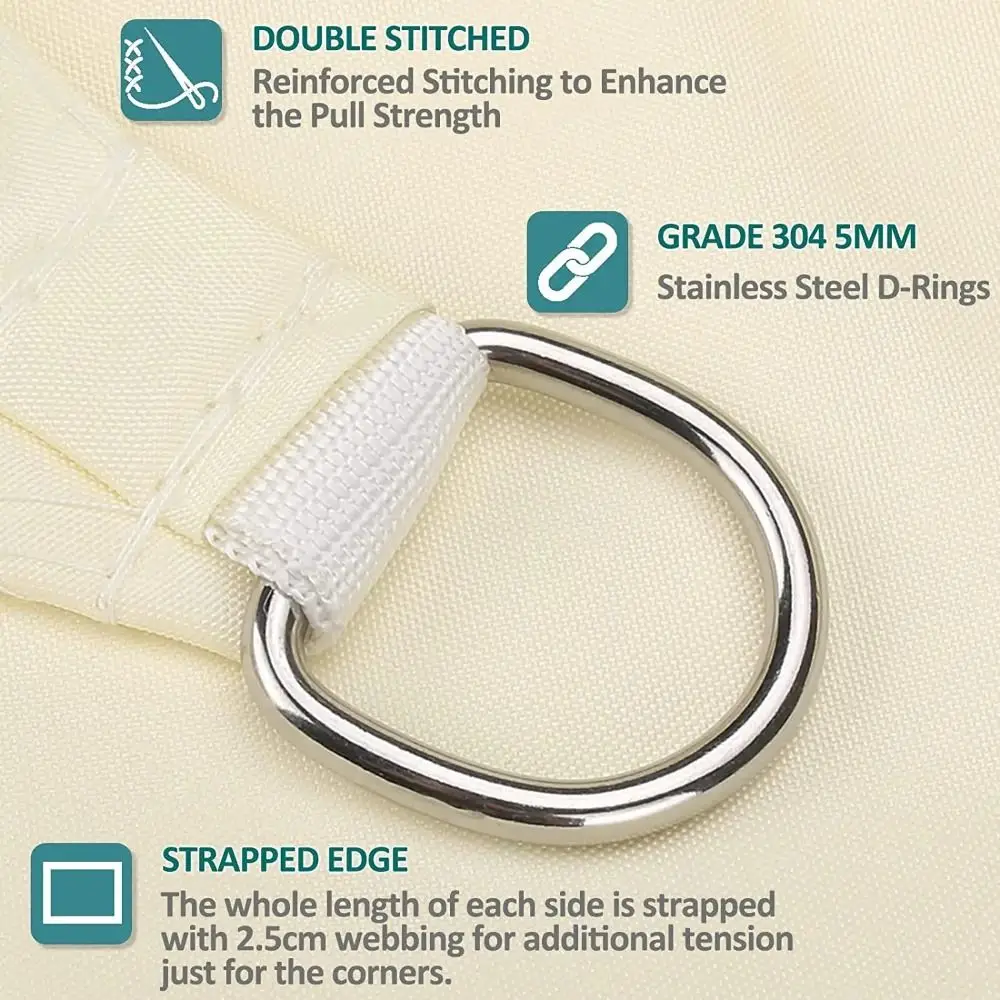 Triangular de protección solar, refugio solar impermeable con cuerdas, bloque UV 95%, dosel para exteriores, duradero, tamaño 3x3x3M, vela de sombra para patio trasero