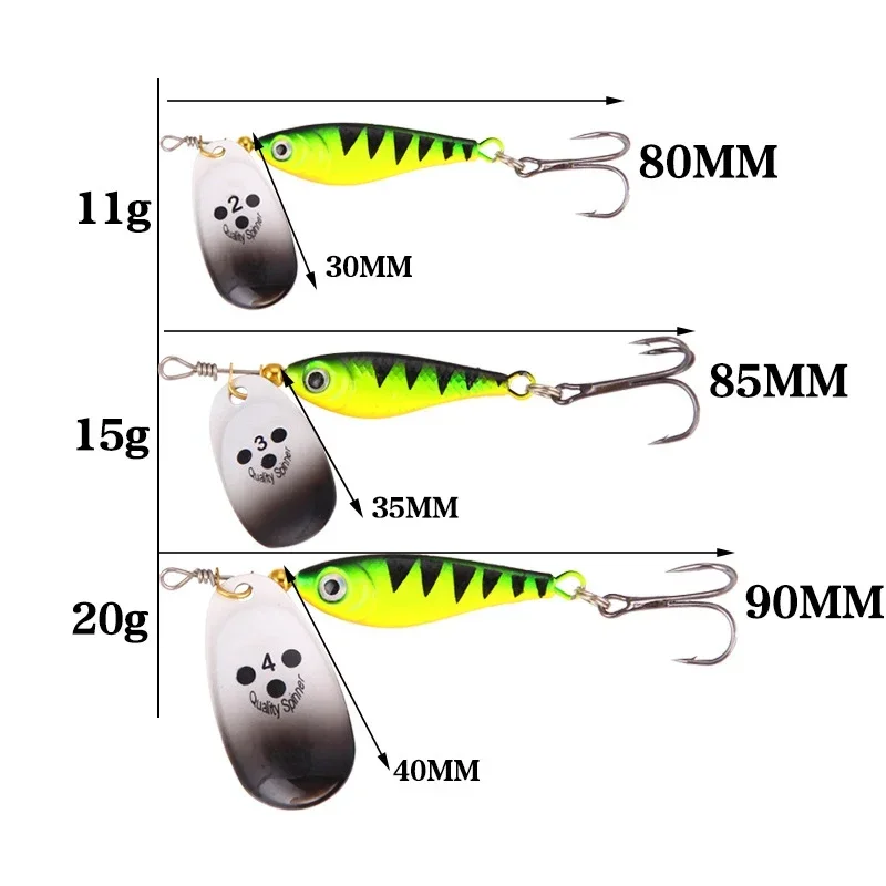 Señuelos de Pesca giratorios de Metal, cebos duros artificiales con lentejuelas, 15g, 1 piezas - imagen 4