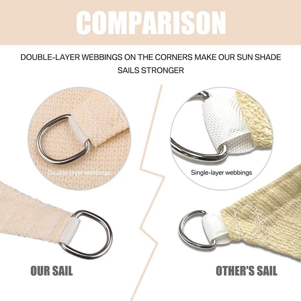 Vela triangular para sombra de sol, toldo de protección solar de HDPE transpirable, dosel de bloque UV para jardín al aire libre, Patio, pérgola, piscina, carpa - imagen 3