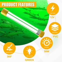 Crappie Shad Luz LED Verde Sumergible 50W Pesca Submarina Barco