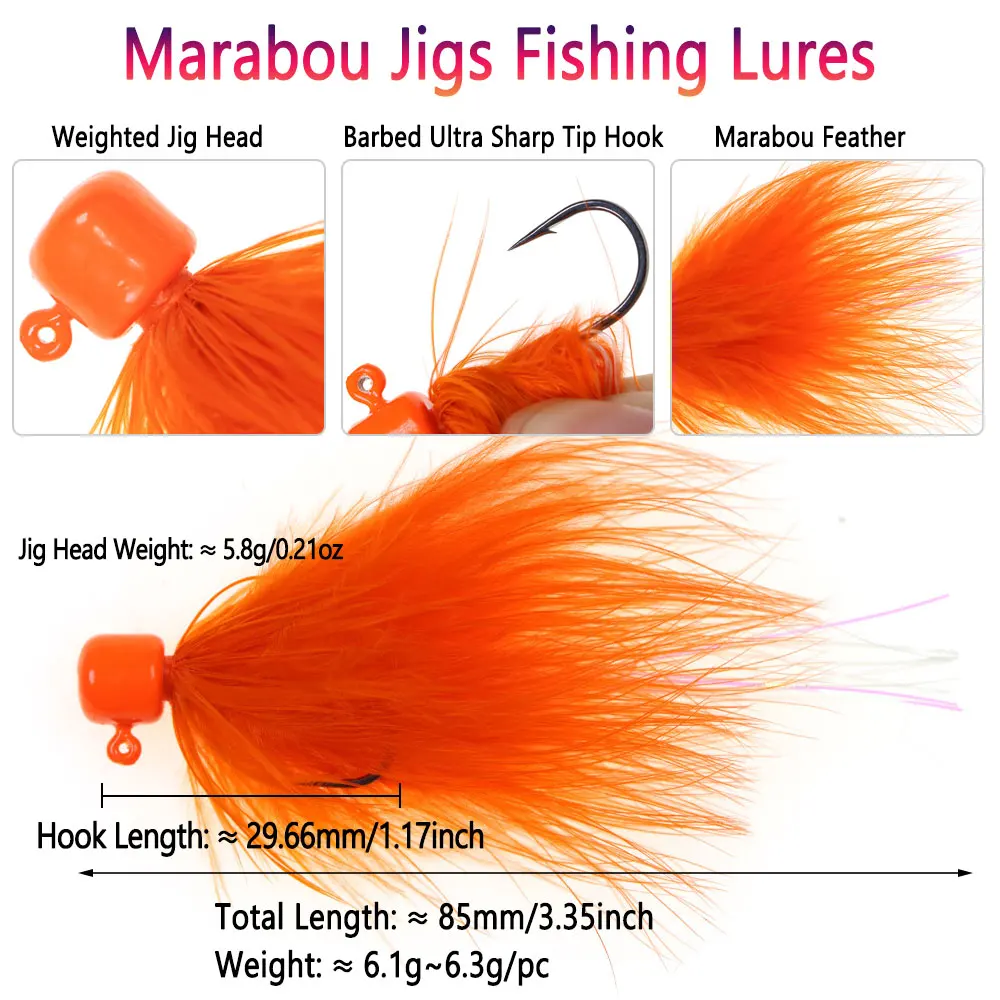 Señuelos de pesca con plantilla de marabú, 3 uds., 5,8g/0,21OZ, gallo, Hackle, gran juego, cebo de pesca, tipo de pez, perca, pez sole, trucha, salmón - imagen 2