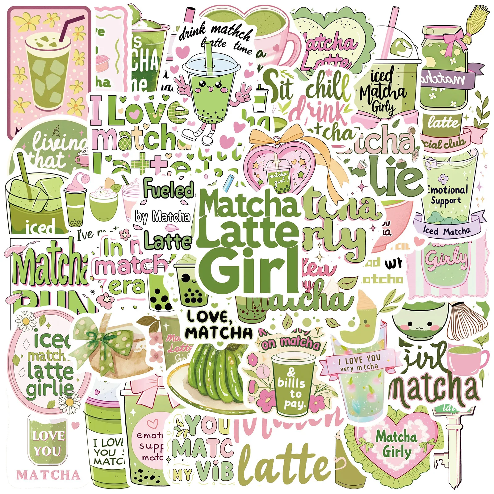 Pegatinas Matcha Latte aesthetic – Impermeables para móvil y maleta - imagen 2