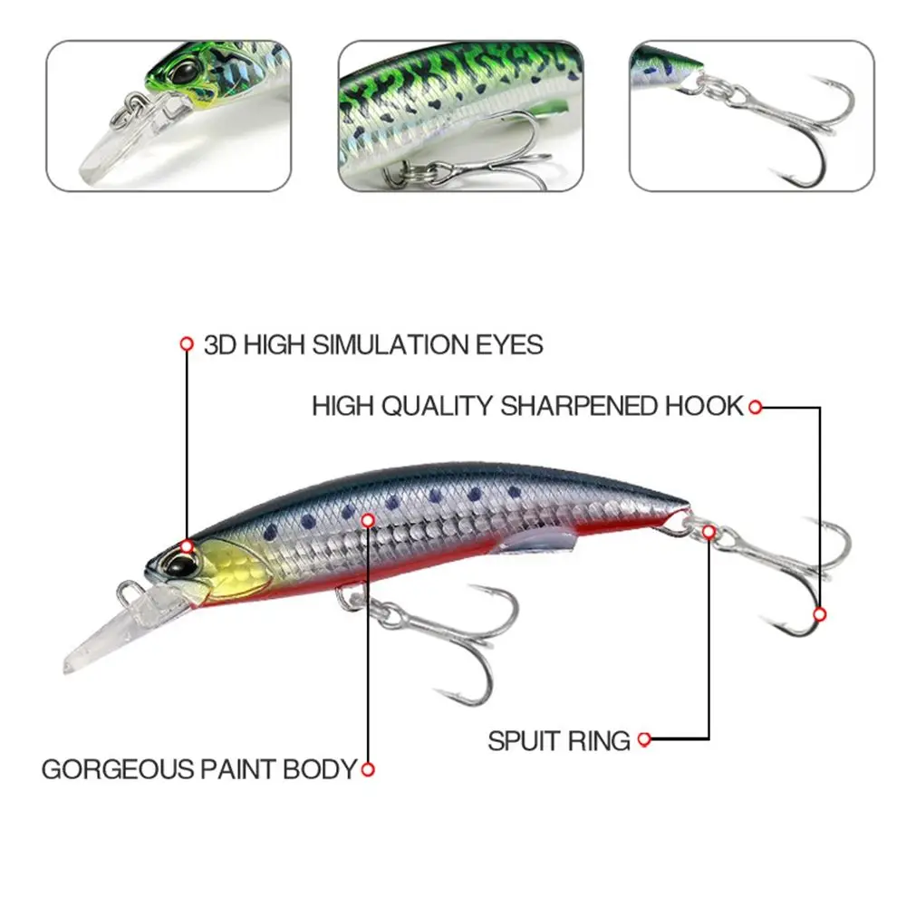 Cebos Crankbaits para pesca al aire libre, señuelo de fundición larga útil, cebos para pececillos, anzuelos para pececillos, Invierno - imagen 3