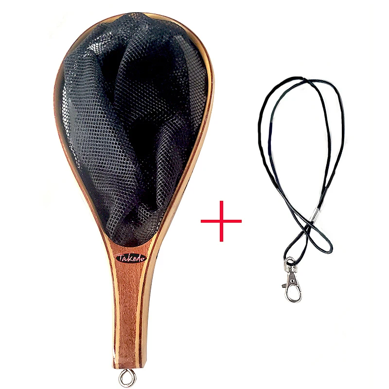 TAKEDO-Red de pesca Fly, Red de aterrizaje con mango recto de bambú, captura de corriente, pesca en balsa, Red de aterrizaje urltra-ligera para trucha,