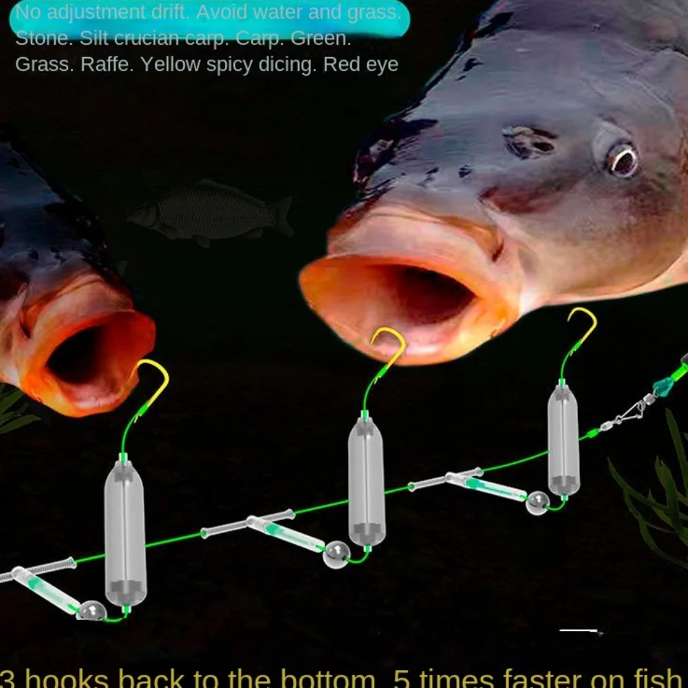 1 unidad de 3 anzuelos, aparejos de pesca para el cabello, gancho con púas, anzuelo Iseni, anzuelo de pesca de carpa, listo para usar, tamaño 4 # -11 # Señuelo de pesca de aparejos de carpa - imagen 4