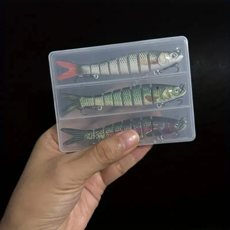 3 unids/caja 10/14cm Wobblers que se hunden Señuelos de Pesca articulados Crankbait Swimbait 8 segmentos cebo Artificial duro aparejos de pesca señuelo - imagen 3