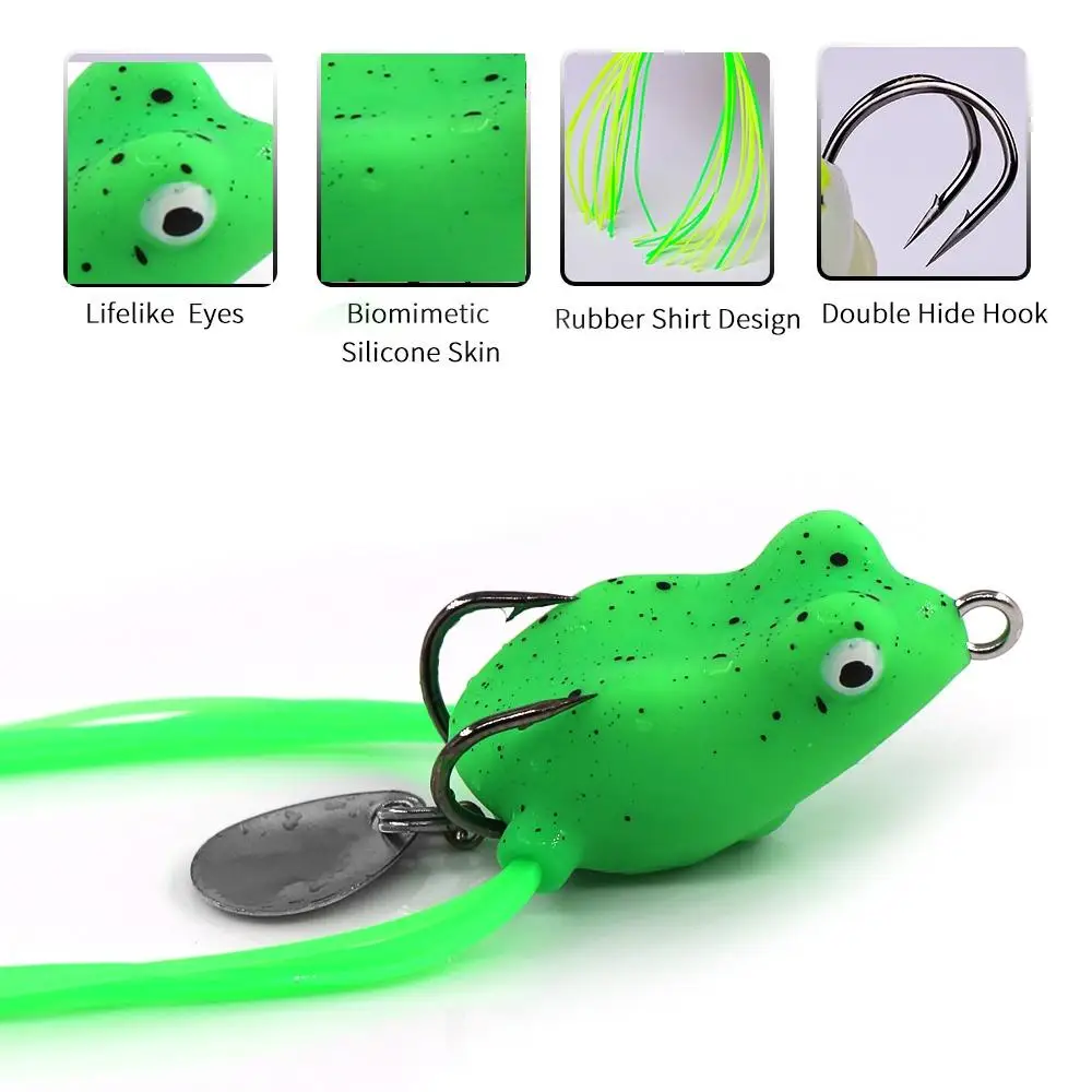 Caja de 5 uds. De señuelo de rana suave, 3cm/4,2g, nuevo y pequeño señuelo de pesca de rana trueno suave, Mini cebo de rana trueno - imagen 3