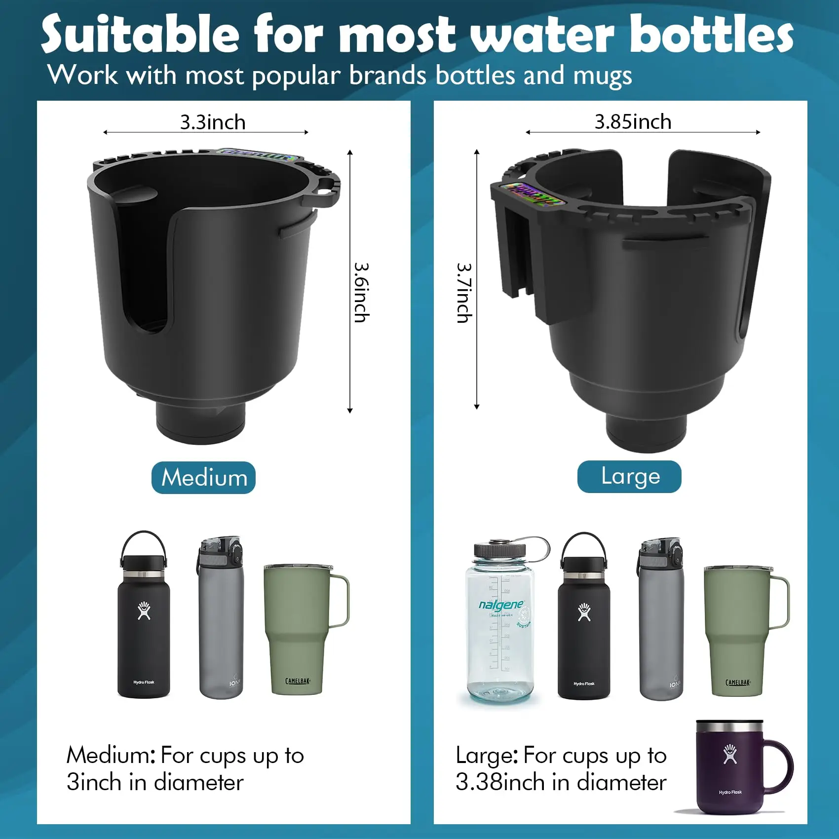 Portavasos con botella grande