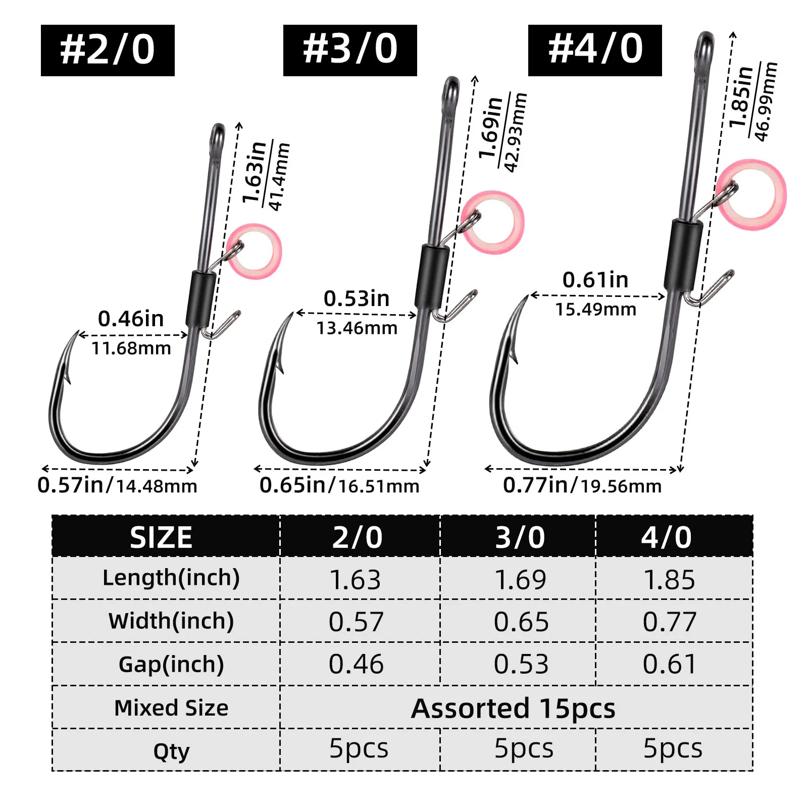 15Pcs-Five Each Size