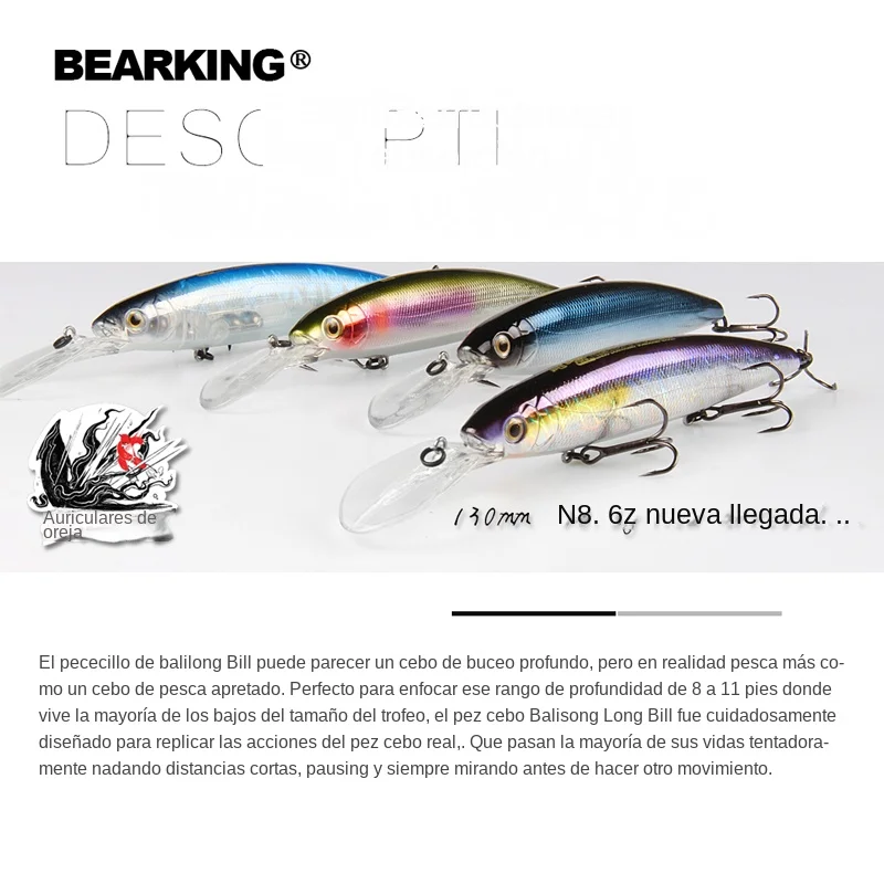 Bearking 130mm 28,6g Señuelos de pesca de calidad profesional cebo duro buceo 2,5-3 m calidad wobblers minnow aparejos de cebo Artificial - imagen 2