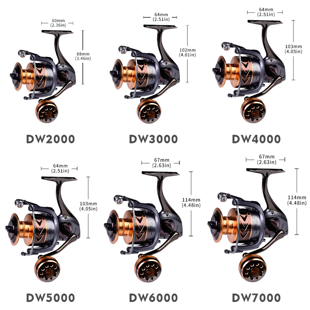 Carrete de pesca giratorio, peso ligero 5,1: 1/5,2: 1, relación de engranaje de alta velocidad con 3 + 1 inoxidable para pesca en agua dulce y salada - imagen 3