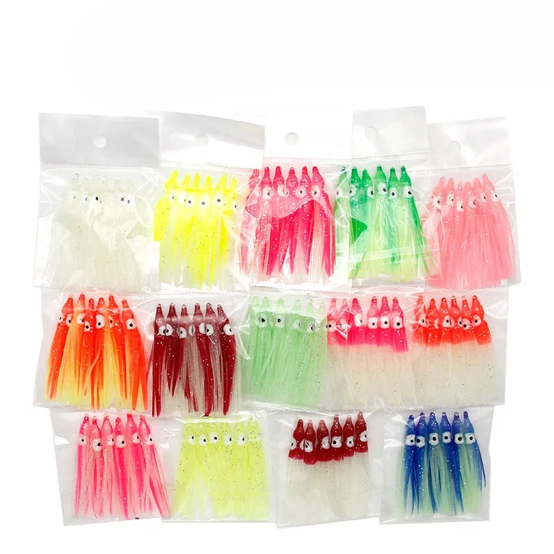 Tuohai-aparejos de pesca de 6cm, cebo blando de pulpo biónico luminoso, anzuelo de placa Yanyue para pesca en el mar, falda de calamar, señuelo, cebo falso - imagen 2