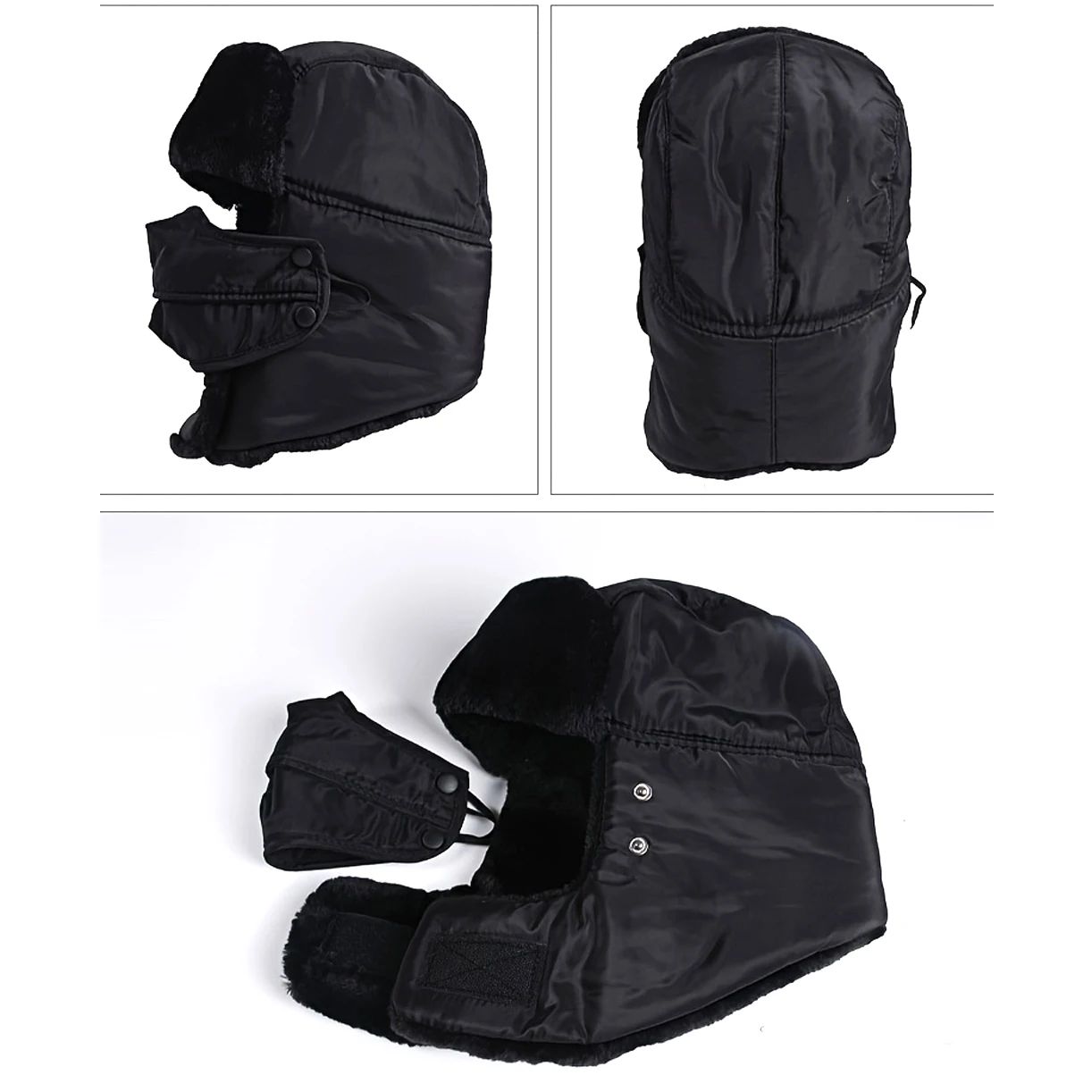 Gorro cálido de felpa gruesa para hombre y mujer, gorro de bombardero de invierno, gorra térmica suave, máscara facial para clima frío extremo, ciclismo y pesca - imagen 5