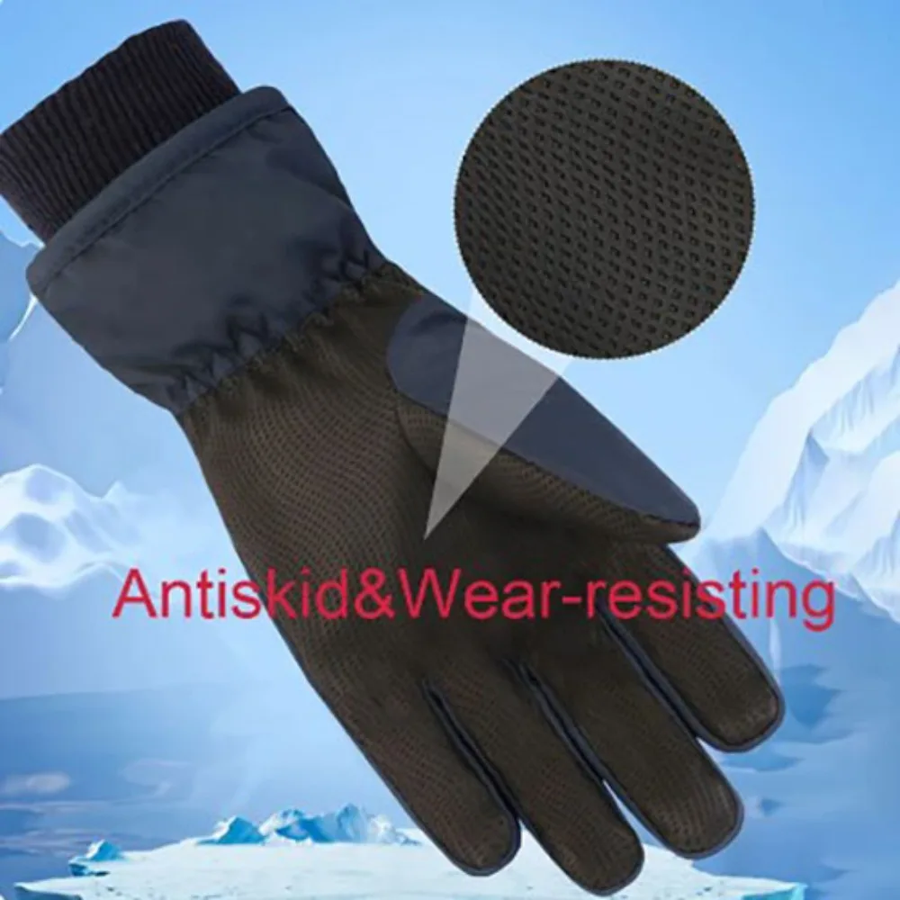 Guantes de esquí impermeables de tela a la moda para adultos, guantes de invierno impermeables a prueba de viento para nieve al aire libre, guantes de esquí cálidos antideslizantes - imagen 5
