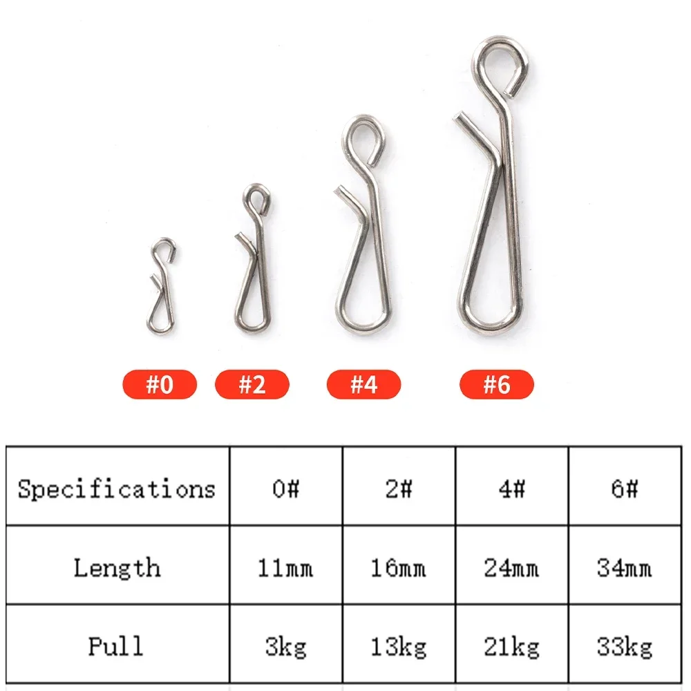 50-100 Uds. Conector de engranaje de aparejos, Pin de pesca colgante de acero, cebo rápido a presión, peso, accesorios marinos - imagen 2
