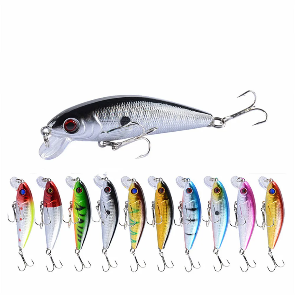 Señuelo de Pesca de pececillos, cebo flotante de plástico duro, Wobbler Crankbait con anzuelos triples, aparejos de Pesca de carpa, 7,2 cm, 8,6g, 1 pieza