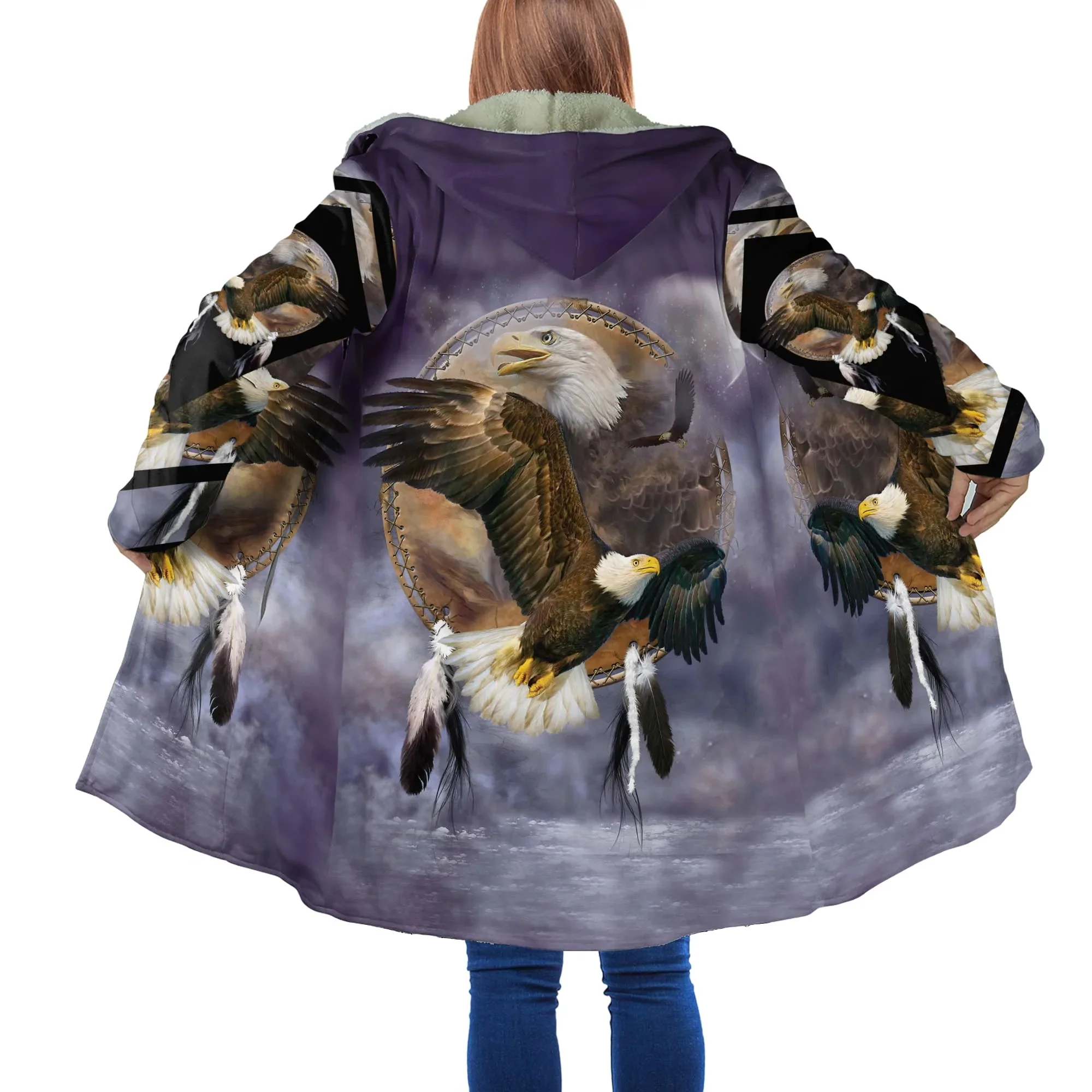 Capa con capucha de lana gruesa para hombre, abrigo cálido informal Unisex, estampado 3D, indio, moda de invierno, DP27 - imagen 3