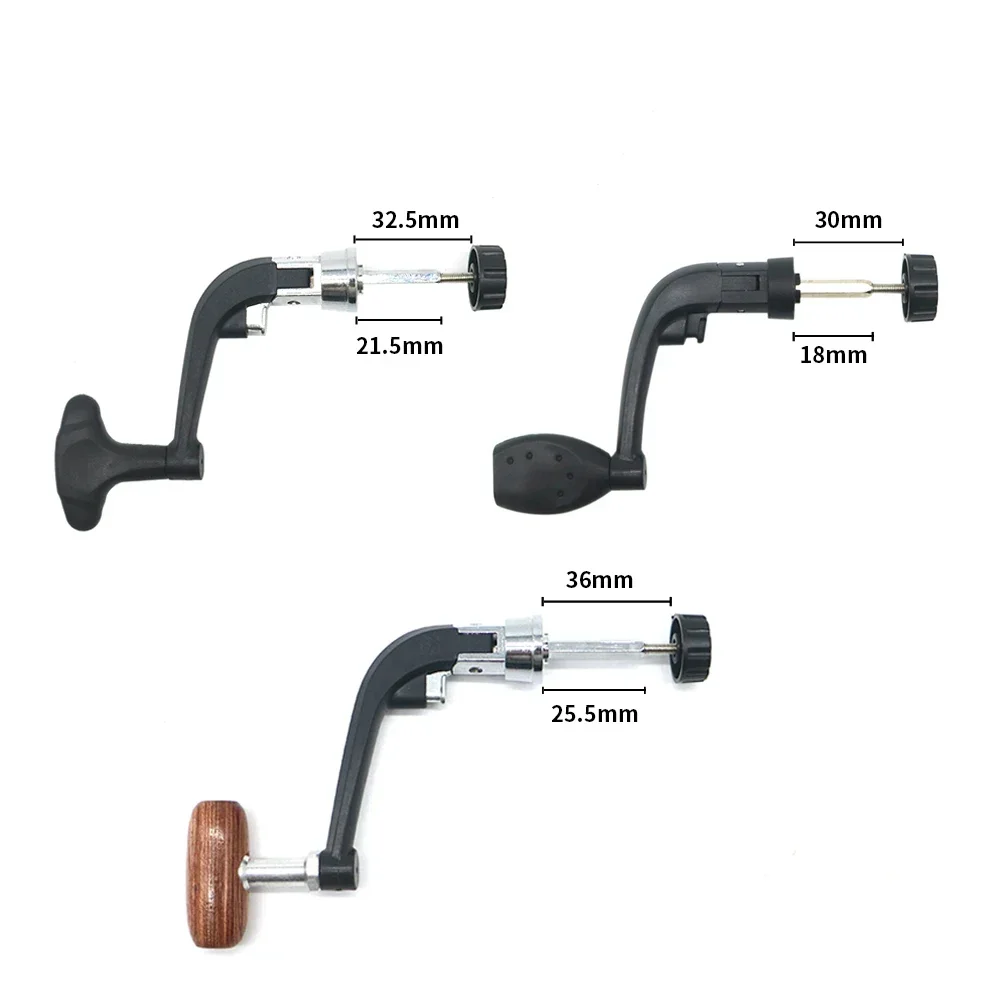 1 Uds. Mango de carrete de pesca giratorio de Metal brazo mecedora plegable para rueda 1000-7000 perilla de madera accesorios de aparejos de pesca ~