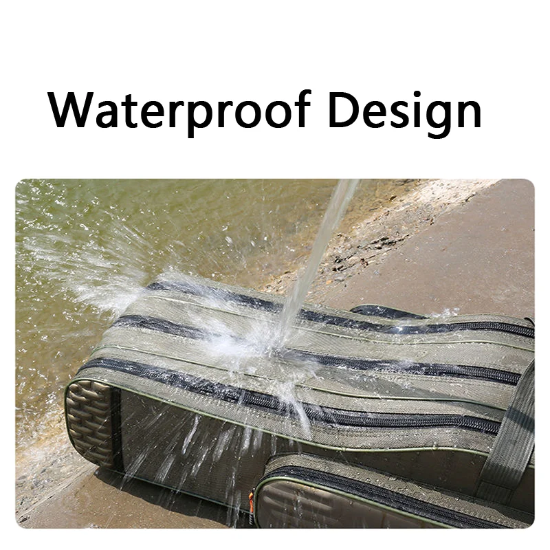 Bolsa de aparejos de pesca, 2-4 capas, 130cm, portador de caña de pescar, caña de pescar ligera, carrete de señuelo, caja de herramientas, almacenamiento impermeable, estuche duradero - imagen 4
