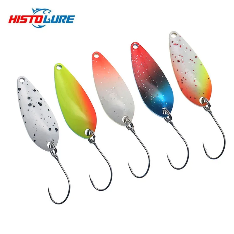 HISTOLURE 1 Uds cuchara de pesca cebo 1,6g 2,5g 3,8g cuchara de trucha de Metal de cobre Señuelos de pesca artificiales