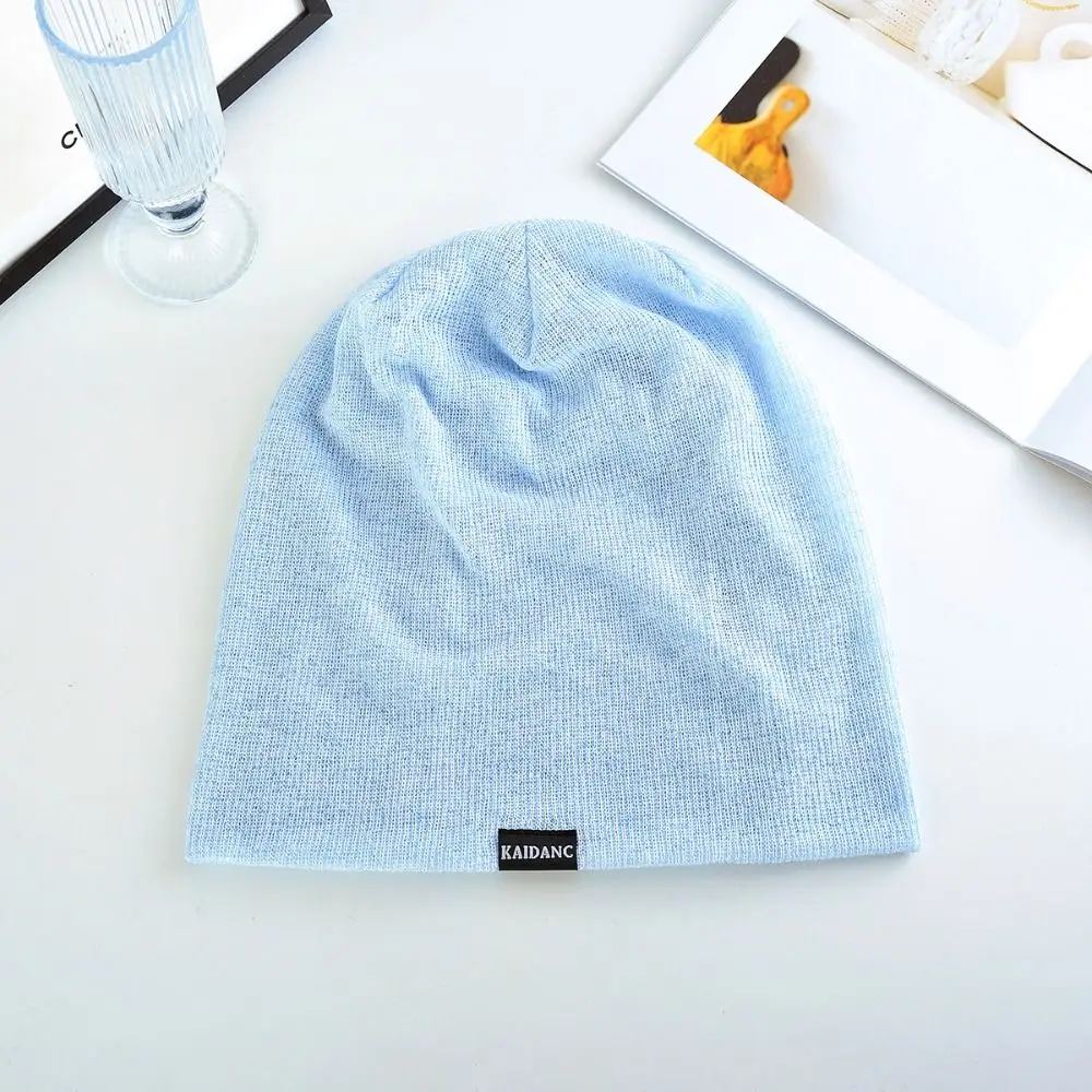 Jersey fino y transpirable de poliéster, gorro suave de doble capa tejido para exteriores, gorros holgados de Color sólido a prueba de viento - imagen 4