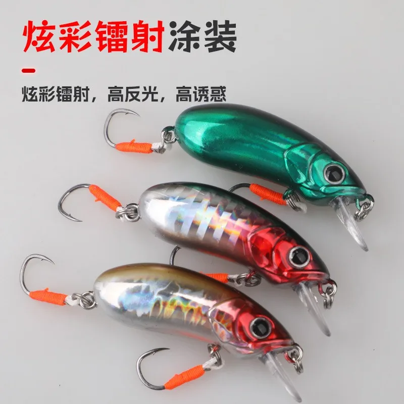 1 Uds Crankbait 40mm 4,7g Señuelos de pesca de hundimiento lento cebo de manivela pequeña Mini fregadero Minnow duro Artificial lubina trucha perca Lucio pescado - imagen 4