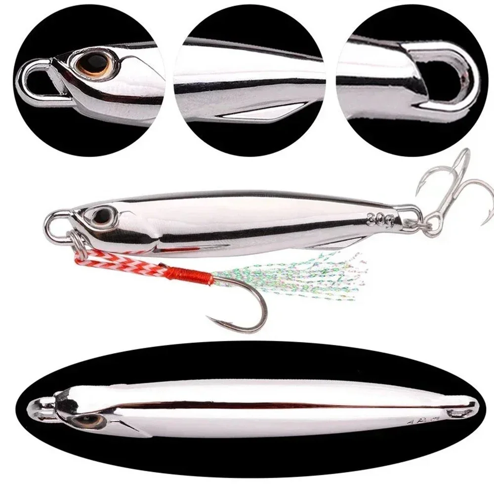 4 Uds 10/15/20/30/40g plantilla de Metal fundido señuelo de pesca Trolling cebo duro Señuelos de pesca para lubina trucha y peces de agua salada - imagen 5