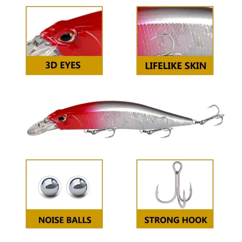 Señuelo de pesca Artificial, cebo Crankbait Wobblers, ojos 3D, perca, Lucio, Carpa, natación, pesca, 135mm, 17,5g, 1 unidad - imagen 4