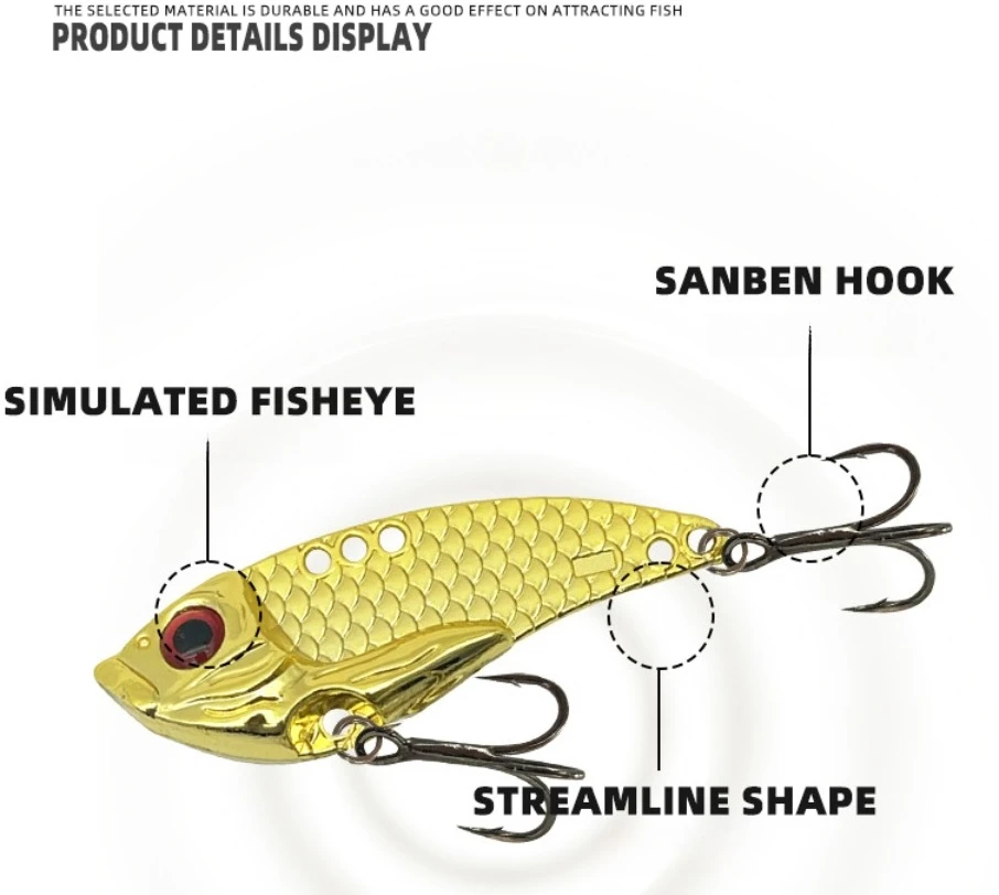 Juego de 3 señuelos JOOYOO VIB de color aleatorio, cebo duro de acero al carbono, colores mezclados, para lubina, trucha, bagre, pargo, caballa - imagen 5