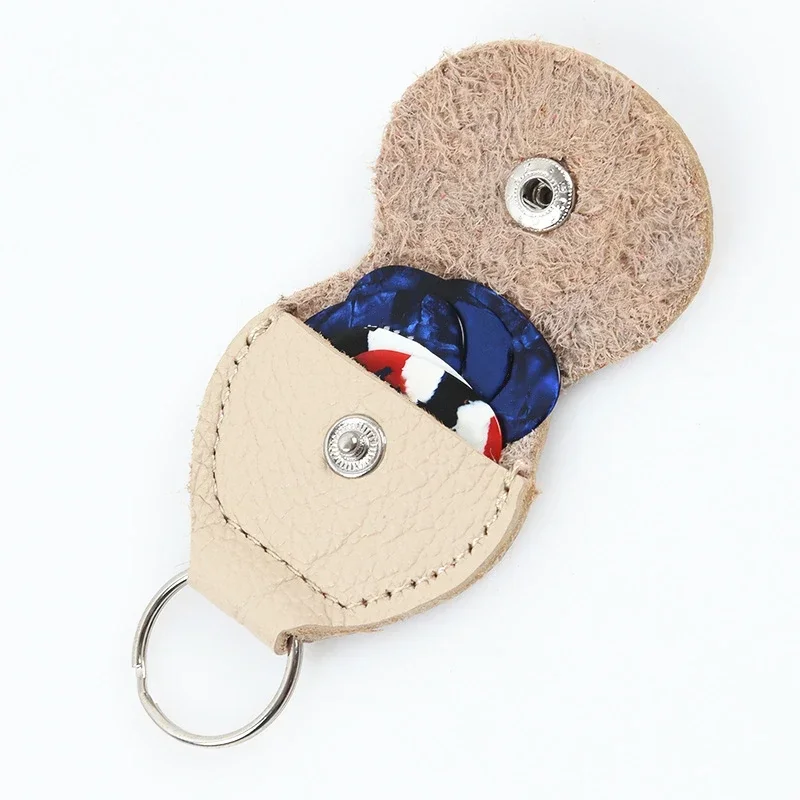 Estuche para púas de Guitarra de cuero de alta calidad, soporte para púas de Guitarra, llavero genuino con forma de accesorios para Guitarra, caja de almacenamiento, 1 ud. - imagen 5