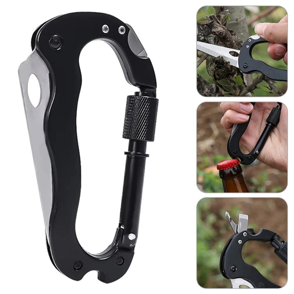 Carabinador multifuncional con cuchillo de abridor de botellas incorporado y MultiTool para aventuras al aire libre