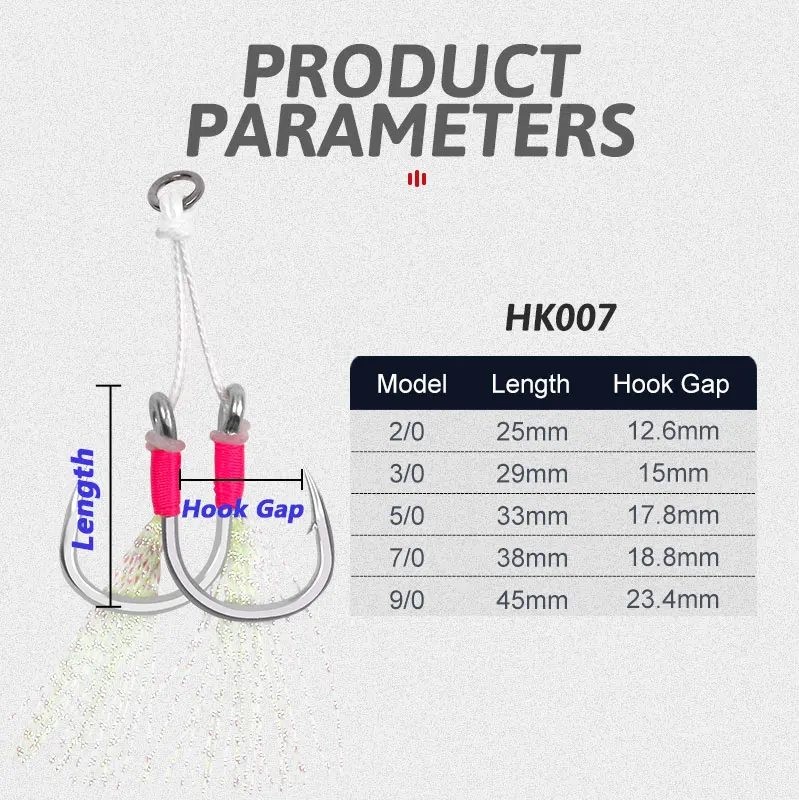 OBSESSION HK007 2 unids/bolsa fuerte juego grande Jigging lento anzuelo de pesca de agua salada SJ41 2/0-9/0 anzuelos de doble asistente de Jigging luminosos - imagen 3