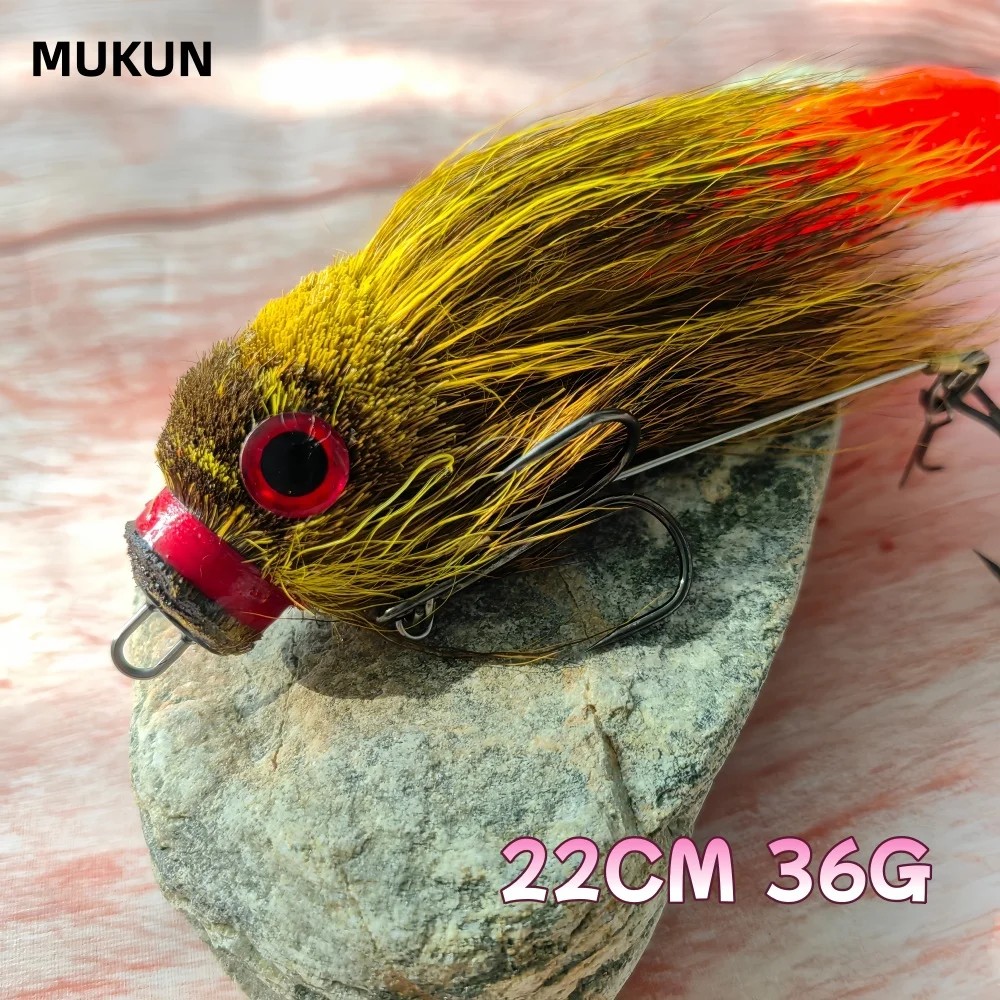 MUKUN Señuelo Ratón Swimbait Bucktail con pelo de ciervo
