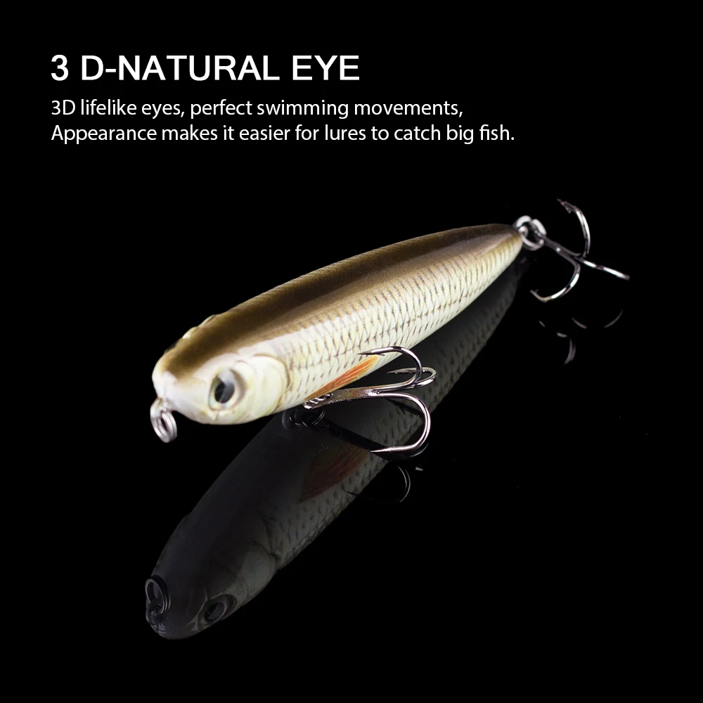 Hanlin Popper-Señuelos de Pesca de plástico duro, anzuelos flotantes de 9cm y 12g para pescar Lucio - imagen 3