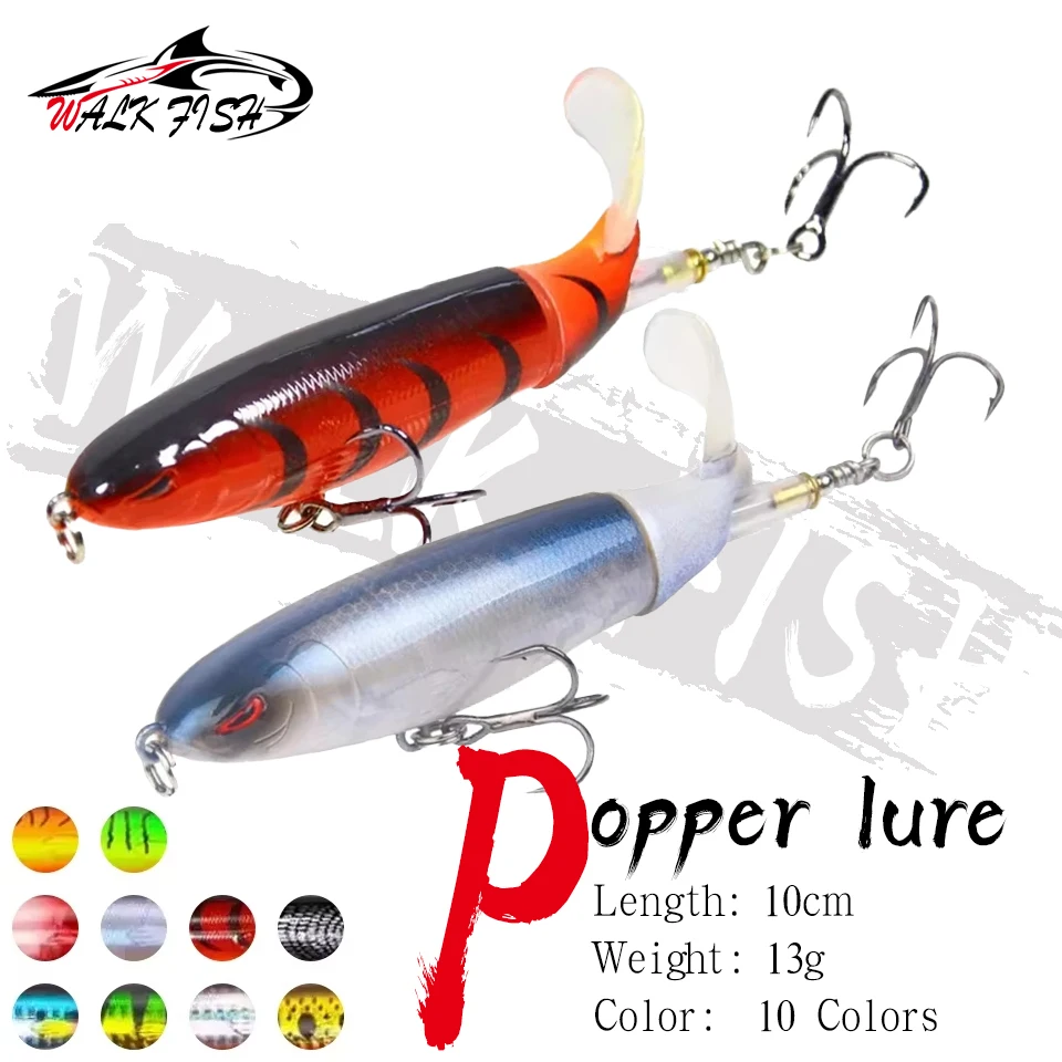 Walk Fish Whopper Popper – Señuelo con cola giratoria para río y lago
