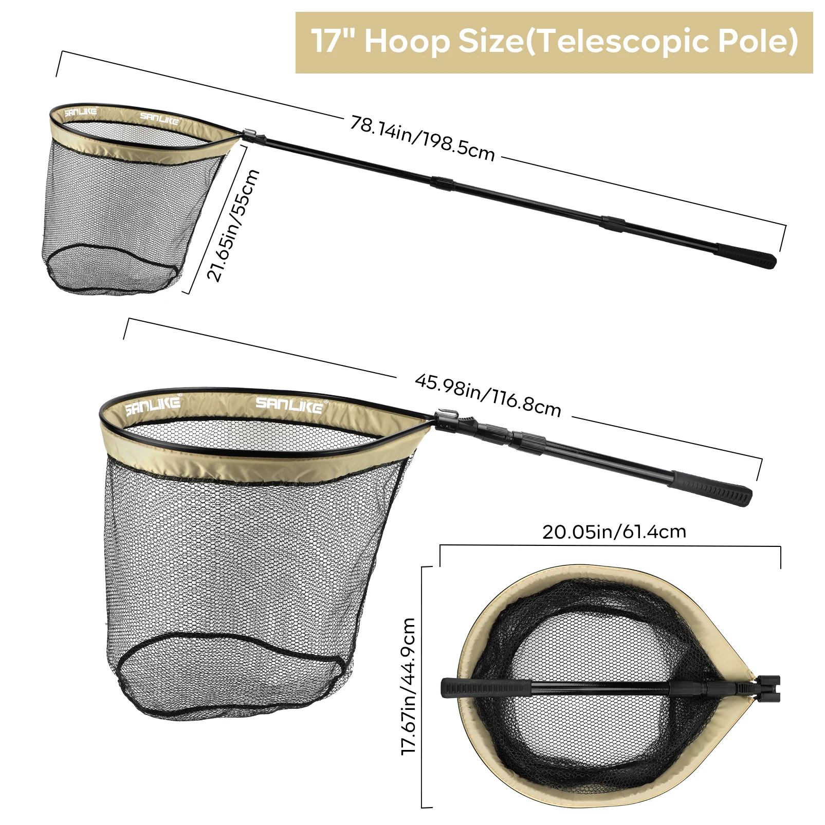 SANLIKE-red de pesca plegable, tubo de carbono telescópico retráctil, longitud de 2M - imagen 5