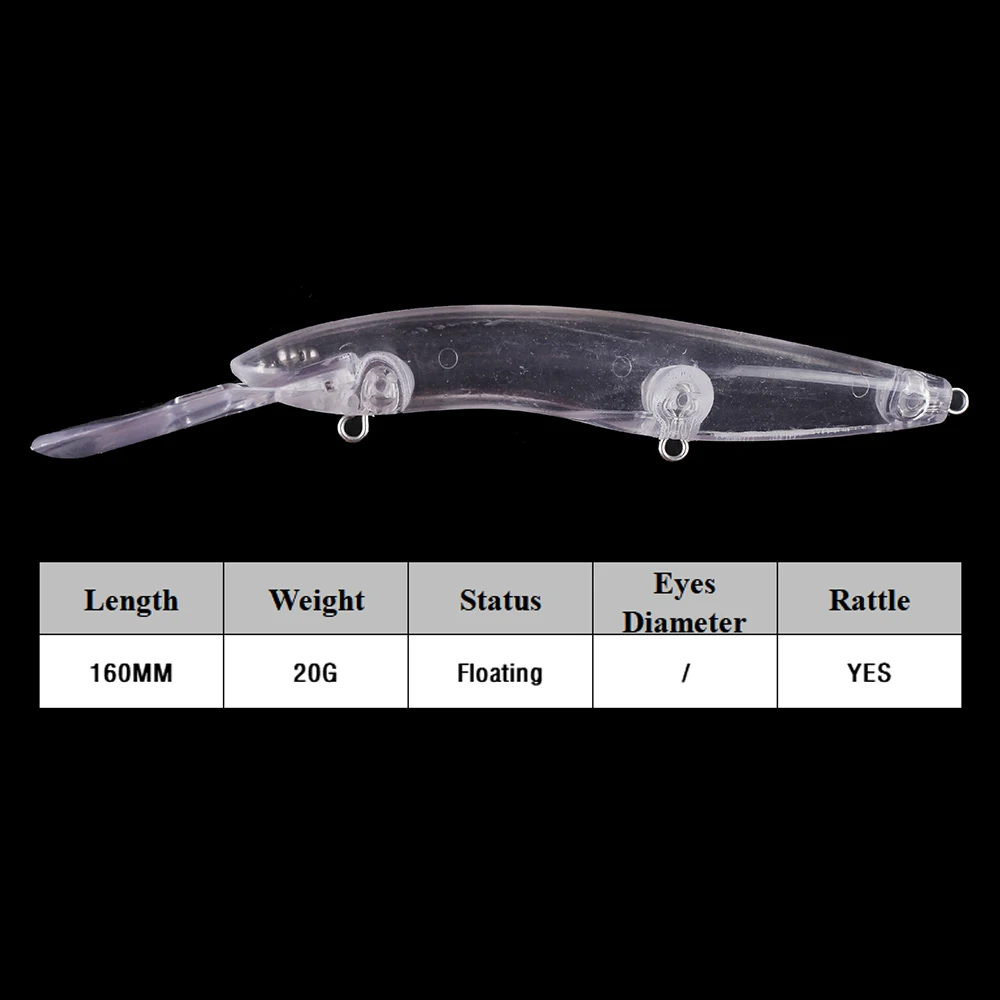 Chan'sHuang-señuelo de pesca Artificial, 10 piezas, sin pintar, 16cm, 20g, sonajero, Floaitng Minnow, hecho a mano - imagen 4