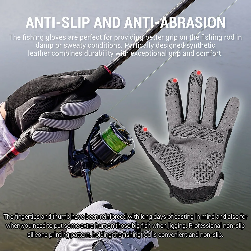 Noeby guantes de pesca antideslizantes dedo completo protección solar al aire libre Anti-UV ciclismo guantes para correr hombres mujeres aparejos - imagen 5